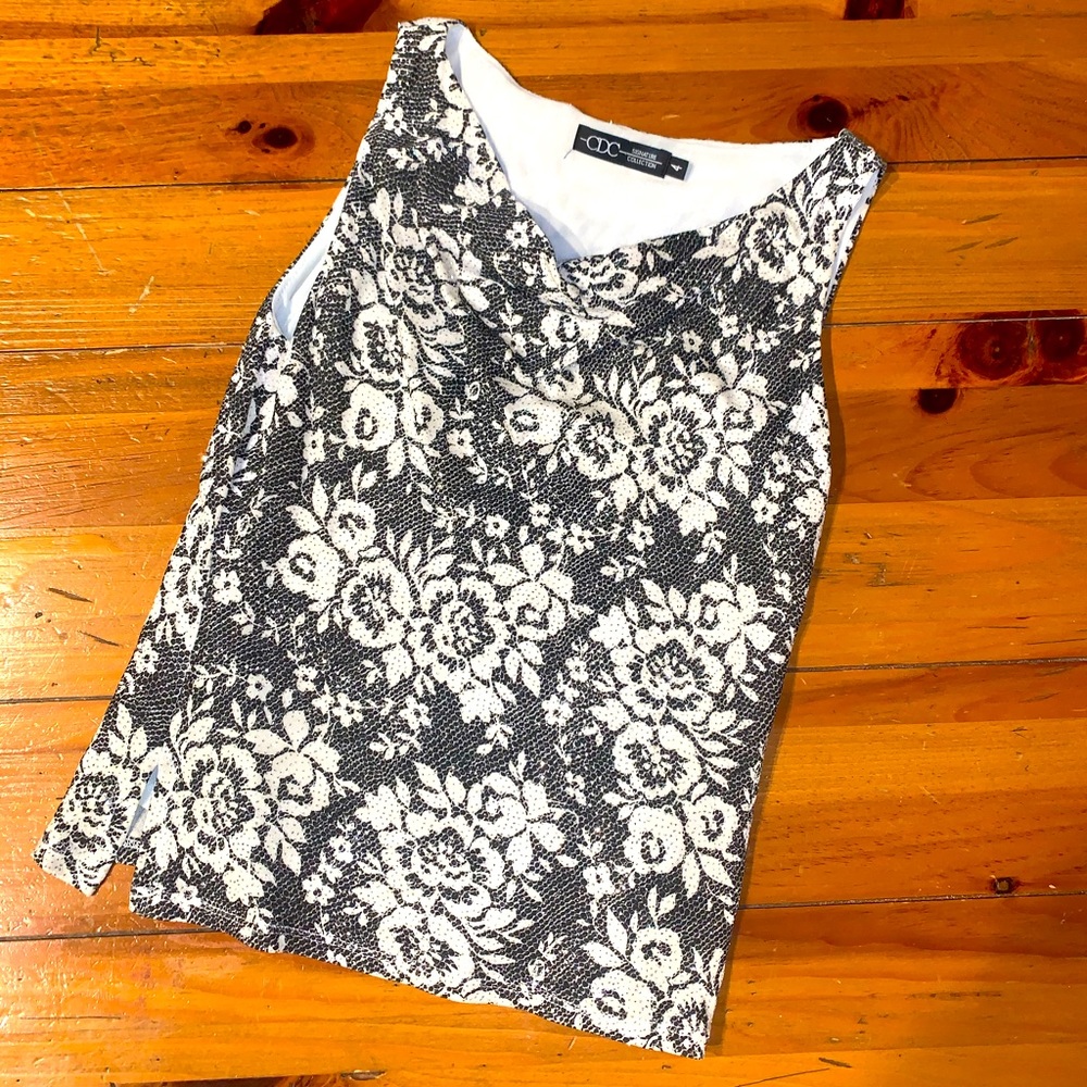 CDC Glitter Black & White Cowl Neck Party Tank
